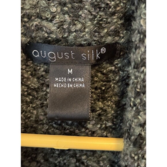 August Silk Women Chunky Sweater Cardigan SzM Green/Black Cozy Minimalist Office - Picture 3 of 5